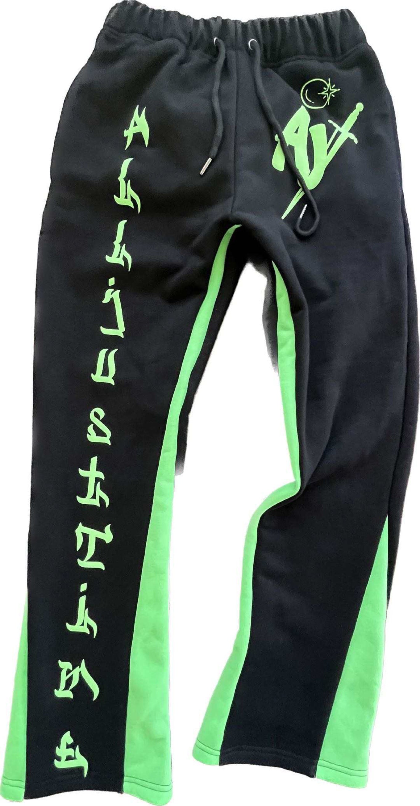 All Just Time Flared Sweatpants Black green AllJustTime