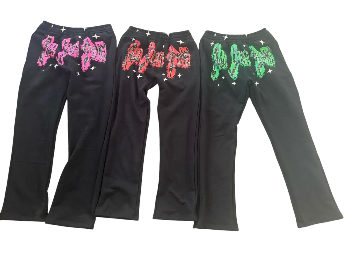 Alljusttime Rhinestone Flared Sweatpants